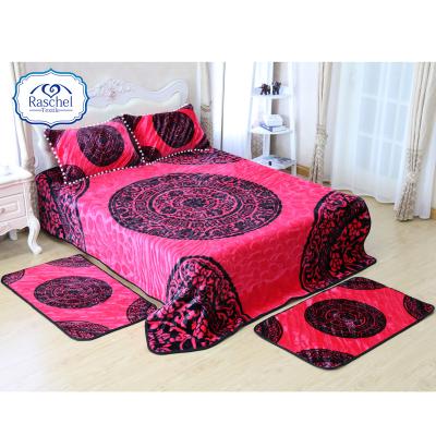 China Hot Selling Anti-pilling Polyester Luxury 100% Queen Size Embossed Mink Ball Blanket Set/5 Pcs for sale