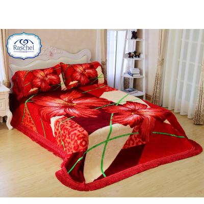 China 100 % Premium Polyester Anti-pilling Korean Style Raschel Blanket Sets for sale