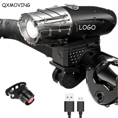 China Outdoor Waterproof Riding USB Rechargeable LED Front Bike Light Bicycle Front and Rear Light 75*104mm from QXMOVING for sale