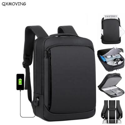 China With USB QXMOVING Waterproof Student Casual Business Travel 15 Inch Laptop Backpack Bag With USB Charger for sale