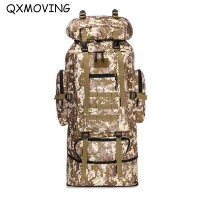 China QXMOVING 100L Large Capacity Military Camouflage Waterproof Outdoor Sports Travel Backpack For Hiking Climbing Camping for sale