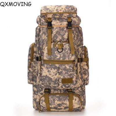 China QXMOVING Waterproof 75L Large Capacity Increasing Trekking Waterproof Rucksack Camouflage Travel Military Backpack for Outdoor Sports for sale