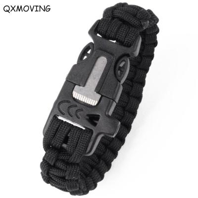 China QXMOVING Compass Survival Emergency Outdoor Camping Hiking Bracelets With Fire Starter, Whistle for sale