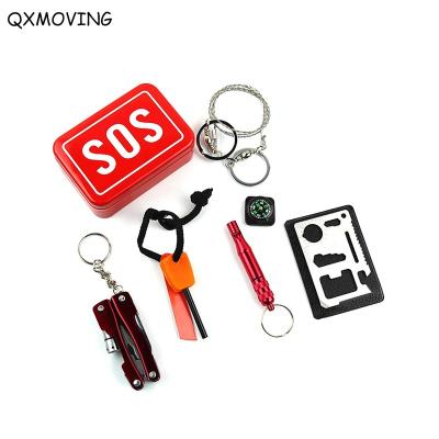 China For Outdoor Travel QXMOVING emergenty 6 in 1 Professional Tactical Gear Car Kit First Aid Box Outdoor Travel Camping Mini Emergenty SOS Survival for sale