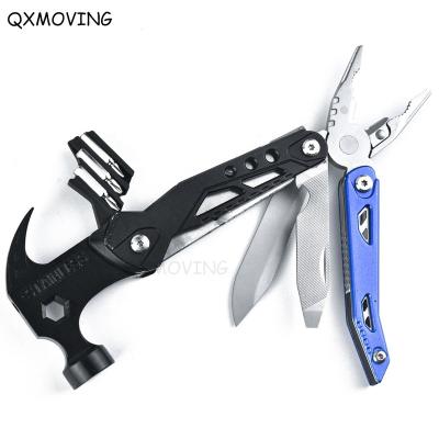 China QXMOVING MULTI FUNCTIONAL Outdoor Multifunctional Portable Stainless Steel Pliers Survival Hammer Universal Pliers Folding Camping Tool for sale