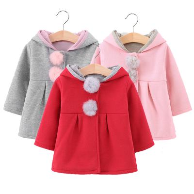 China Red Breathable Child Girls Hooded Coats Children Thicken Cute Bunny Jacket With Hood Baby Girl Winter Passionate Clothing for sale