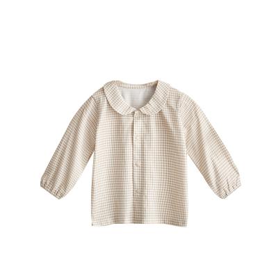 China Korean Style Spring Autumn Children Girls Shirts Comfortable Doll Collar Plaid Anti-pilling For Little Girl for sale