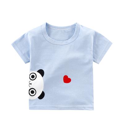 China Cute Striped Cartoon Anti-pilling Pajamas Outer Shirts Solid Animal Print Girls T-shirts For Kids Girls for sale