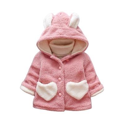 China Anti-wrinkle winter girls thick hooded wool sweater coat love plus velvet quilting coat for kids baby/ for sale