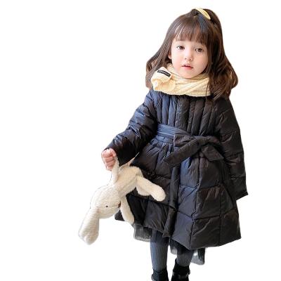 China OEM Waterproof Kid Girl's Long Warm Down Jacket Stripper Jacket With Hood Solid Little Girl Stripper Jacket Winter Coat for sale