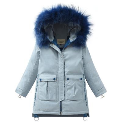 China Anti-wrinkle Kids Girls Shear Coats 100% Polyester Windproof White Duck Down Fleece Hoodie Winter Coats for sale