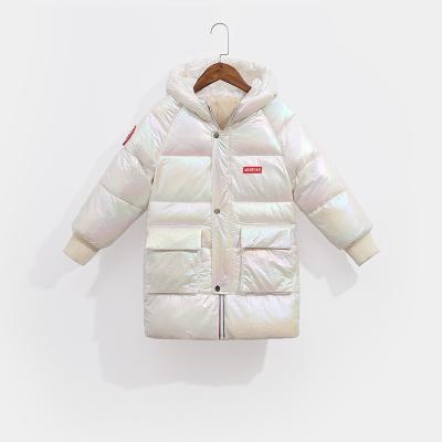 China White Hoodie Button Girls Duck Down Coats Winter Windproof Anti-wrinkle Warm Children Girl Clothing Coats for sale