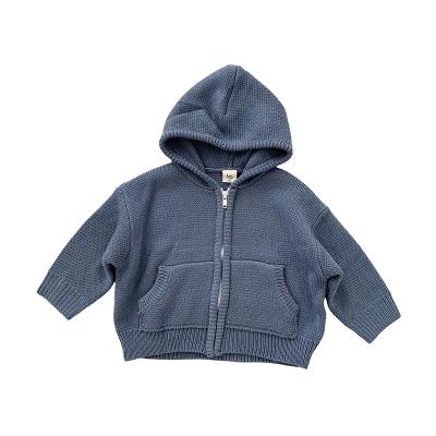 China New Design Anti-wrinkle Small Girls Knitting Cute Jacket Solid Long Sleeve With Hoodies Kids Clothing for sale