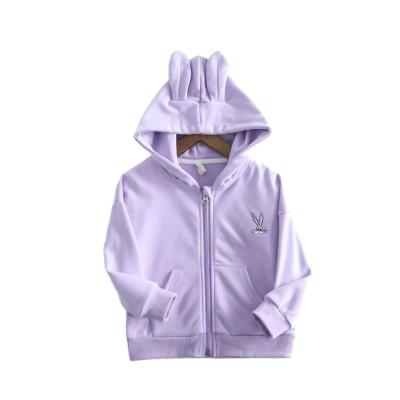 China High Quality Anti-wrinkle Girls Knitting Jacket Cute Cartoon Hoodies With Rabbit Ears Coat For Kids for sale