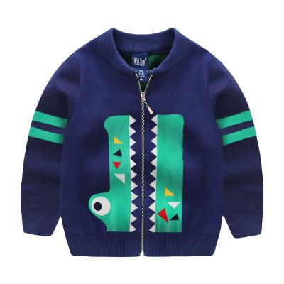 China Anti-wrinkle Crocodile kids cartoon-knit Turtle neck jacket Autumn Winter Clothing Boys Zipper cardigan Sweater new for sale