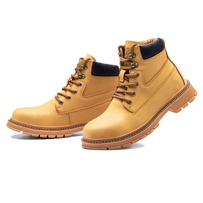 China Wholesale Cheap Price Steel Toe Yellow Safety Shoes For Men Safety Boots, Industrial Work Yellow Leather Boot for sale