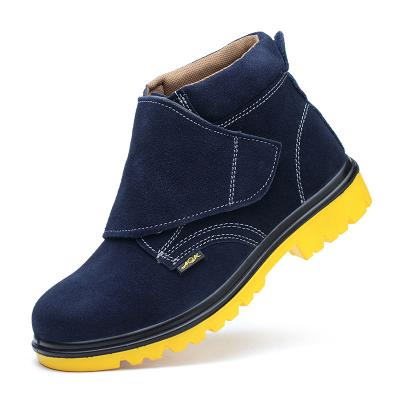 China Cow Steel Resistant Anti-skid Suede Oil Toe Shoes Leather Welding Boots Working Safety Shoes For Welder 103 for sale