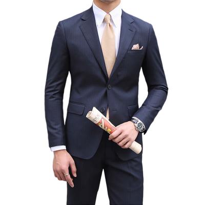 China Men's Best Casual British Trend Wedding Anti-wrinkle Mr. Lu San Gao Ding Gentleman's Banquet Stripe Suit Two Piece Suit Man for sale