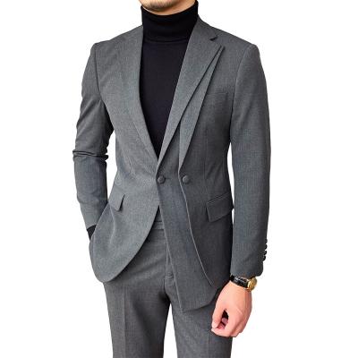 China Mr. Lu San's fashion home-made men's banquet temperament formal splicing Korean slim suit custom solid color suit suit for sale