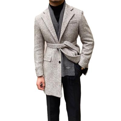 China Wholesale Fashion Anti-Wrinkle Coat Mens Long Woolen Men's Tweed Herringbone Coat for sale