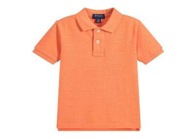 China Orange Polo Kids V Neck T Shirts Pure Color 210 Grams With Button for sale