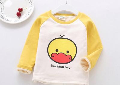 China Warm Winter Kids T Shirt 160 Grams , 100% Cotton Brushed T Shirt Cartoon Pattern for sale