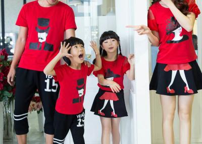 China Casual Cotton Kids T Shirts Pants , Summer Matching Family Shirts With Skirt Set for sale