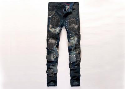 China Plus Size Ripped Men'S Denim Jeans Embroidery With 95 Cotton 5 Polyester for sale