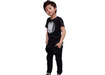 China Summer Black Short Sleeve Cotton T Shirts Offset Printing For Children for sale