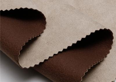 China Customized Waterproof Leather Fabric 300 Gsm , Soft Suede Upholstery Fabric Khaki for sale