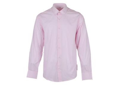 China Pink Dress Shirts Mens Cotton T Shirts Long Sleeve Comfortable For Office for sale