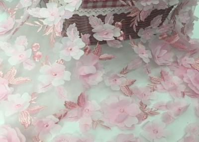 China Tulle Tape Embroidery Mesh Lace Fabric 3d Flower 49-50