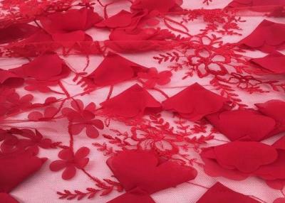 China Red Embroidery Wedding Lace Fabric 3d Flower 50-51