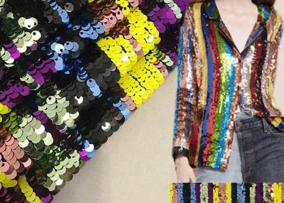 China Multi Color Iridescent Sequin Fabric / Rainbow Sequin Fabric Custom Made Stretch for sale