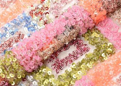 China Beautiful Square Colorful Sequin Fabric Sequin Mesh Embroidery Fabric Custom Made for sale