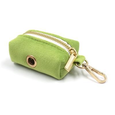 China Waterproof Dog Poop Bag Holder Matcha Velvet Green Pet Poop Waste Viable Garbage Dispenser Waste Bag for sale