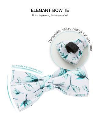 China New Viable Wholesale Pet Cat Bow Ties Dog Accessories Bowtie Collar Dog Bow Tie Fashion Leaf Printing Luxury for sale