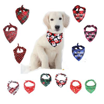 China Wholesale Custom Stocked Cool Printed Christmas Pet Logo Triangle Dog Bandana Scrunchie for sale