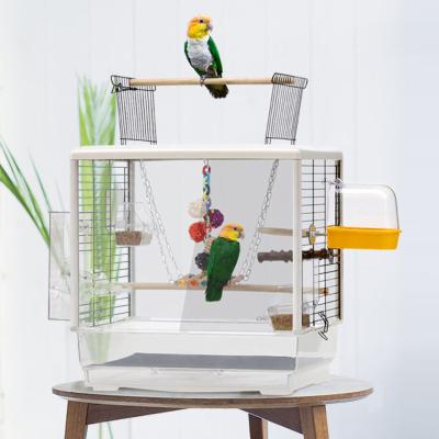 China Large Dog Bird Cage Accessories Supplies Nest Bird House Parrot Canary Yellow Bird Cage Breathable Luxury Transparent Spectacular Metal Cage for sale