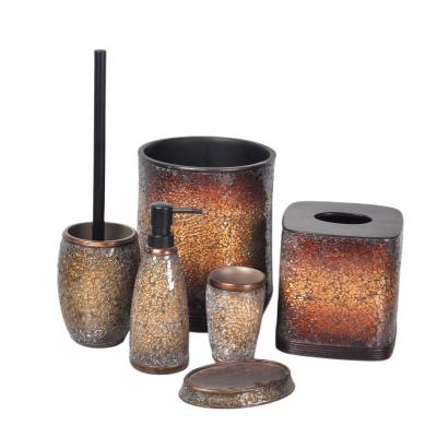 China Viable Modern Luxury Classic European Decoration Household Style Brown Color For Hotels Home Bathroom 6pcs Accessories Set for sale