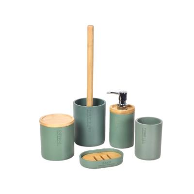 China Viable Wholesale High Quality Green Emerald Resin Bathroom Set Customized Bathroom Accessories Set 8Pcs Bathroom Products for sale