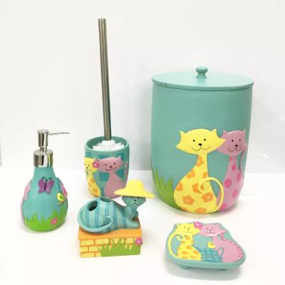 China Sustainable Customized Kids Bath Set Polyresin Bathroom Sets Home Decoration Products For Hotel Or Home Bath Accessories for sale