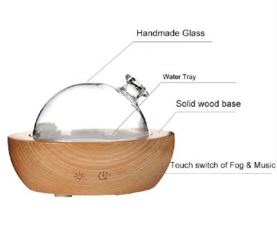 China Hot Selling Premium Aromatherapy Machine Essential Oil Household Straining 180ml Aroma Wooden Real Glass Diffuser Ultrasonic Humidifier for sale