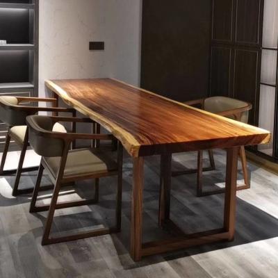 China Modern Custom Single Size Slab Walnut Table Solid Epoxy Resin Wood Dining Table for sale