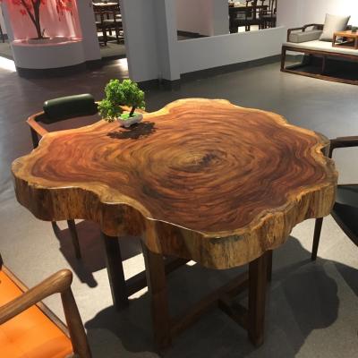 China Luxury Furniture Walnut Zebra Wood Desk Wedding Wood Slab Dining Restaurant Coffee Table for sale