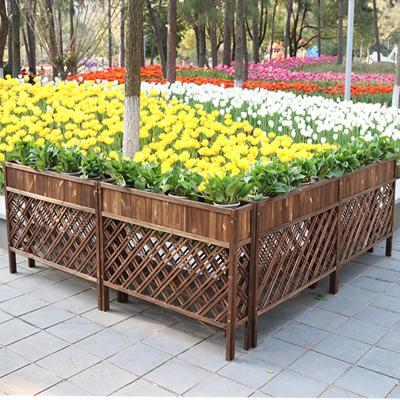 China American Outdoor Large Wooden Box Fence Compound Shelf Flower Style Planter for sale