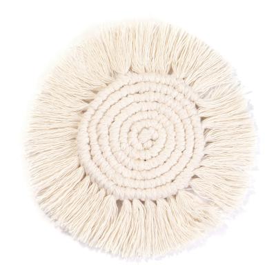 China Handmande Crochet Cotton Home Decor Macrame Table Mat Woven Cup Heat Resistance Handmade Viable Table Mat Pad Placemat Coaster for sale