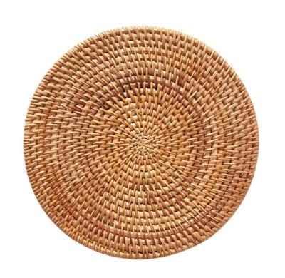 China Amazon Viable Hot Sale Rattan Table Mat Durable Woven ECO Handmade Round Bamboo Coasters Tea Cup Mat Coffee Pad for sale