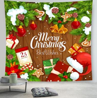 China Custom Bohemian Digital Printing Polyester Christmas Bedroom Door Hanging Home Decor Tapestry for sale