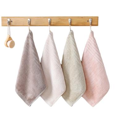 China Wholesale Viable Hang Bamboo Fiber Adult Kids High Quality Thicken Face Hand Square Absorbent Square Towel for sale